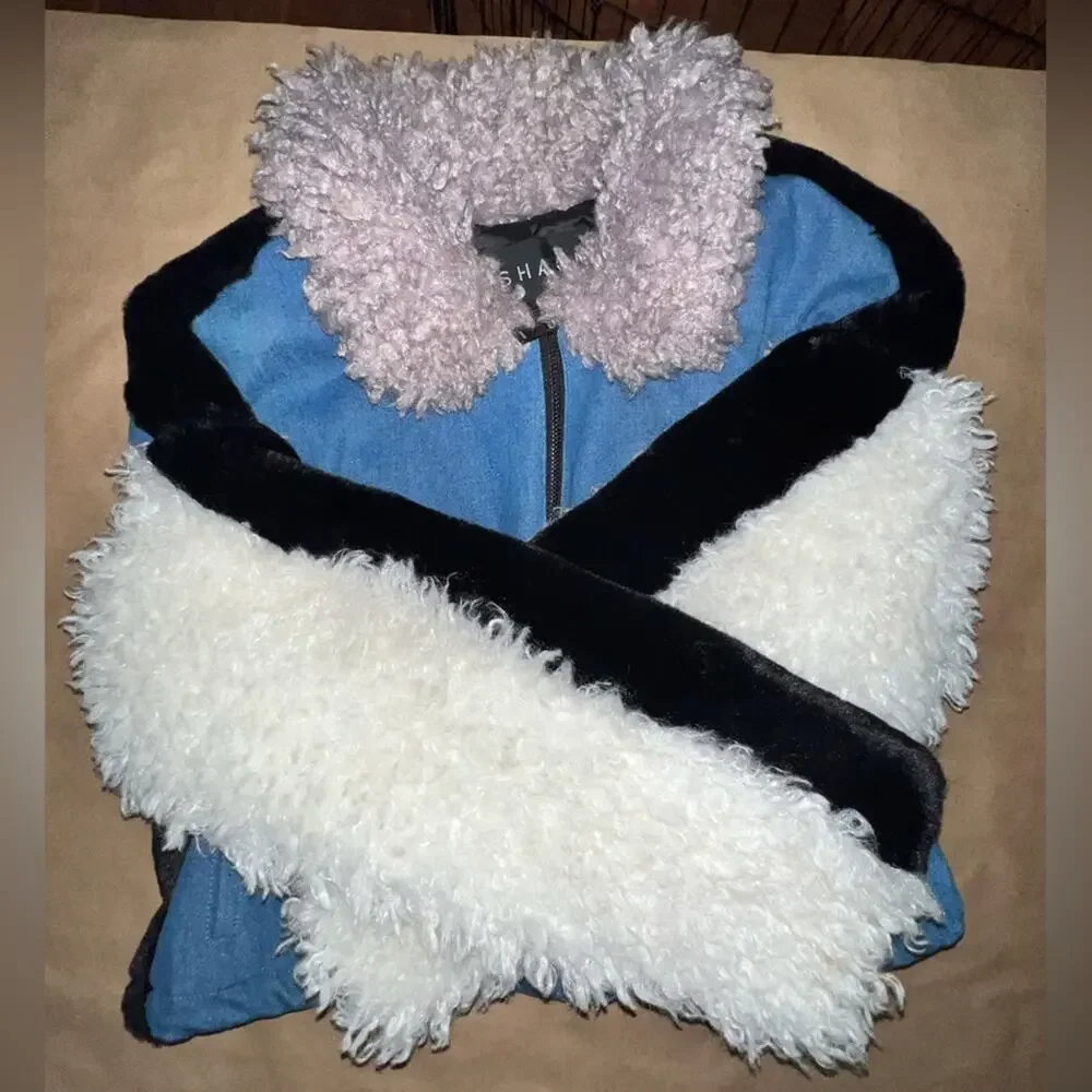 SHACI Denim & Faux Fur Patchwork Jacket size 1X Like New